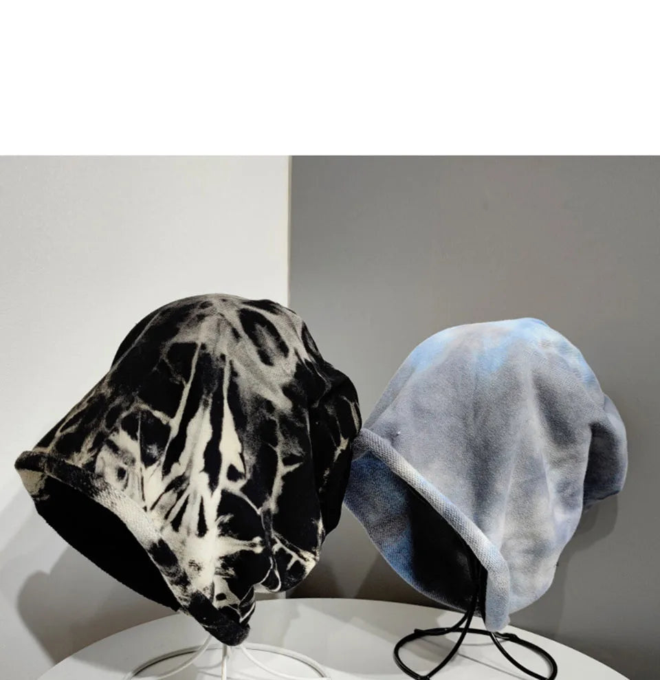 2021 Winter Hats for Women Beanies Tie-dyed cotton pullover cap Cool Hat Girls Autumn Female Beanie Warm Bonnet Cap Wholesale
