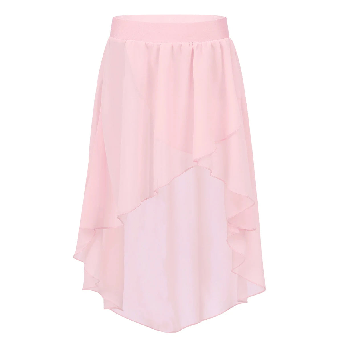 Girls Skirts High-Low Chiffon Skirt for Girl Elastic Waistband Ballet Modern Lyrical Dance Leotards Wrap Skirt Child Dancewear