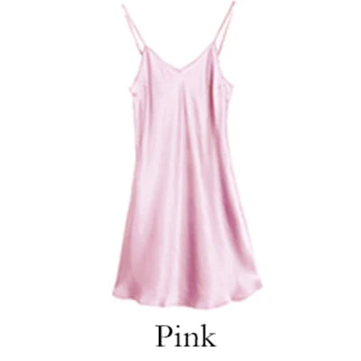 Sleeping dress 100% Real Silk Full slips nighties for women Long Camisole Chemise Bridesmaid mini dress V-Neck