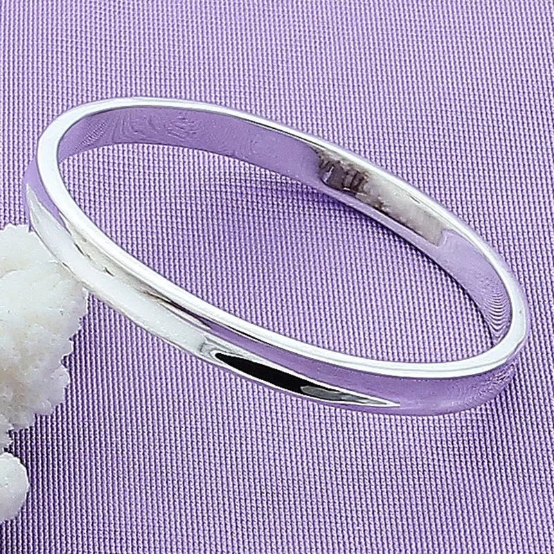BABYLLNT New 925 Sterling Silver Smooth Round Circle Bracelets Bangles for Women Wedding Banquet  Fashion Jewelry Party Gifts