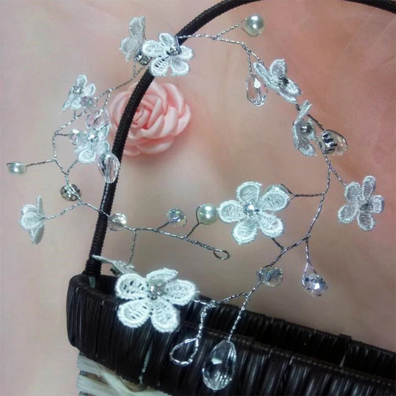 Headbands Bride Headpiece Tiaras Fashion Hair Jewelry Crystal Pearl Flower Bridal Wedding Hair Accessories For Women