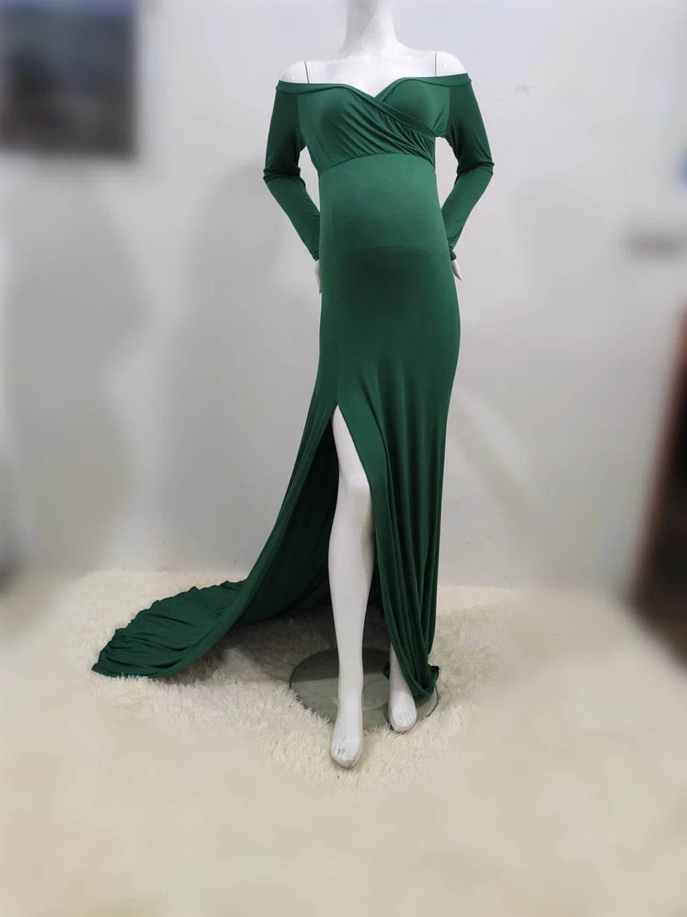 Sexy Shoulderless Maternity Dresses For Photoshoot Maxi Gown Baby Shower Women Pregnant Photography Clothes Long Pregnancy Dress