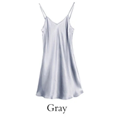 Sleeping dress 100% Real Silk Full slips nighties for women Long Camisole Chemise Bridesmaid mini dress V-Neck