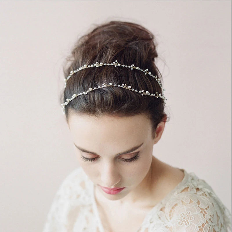 Headbands Bride Headpiece Tiaras Fashion Hair Jewelry Crystal Pearl Flower Bridal Wedding Hair Accessories For Women