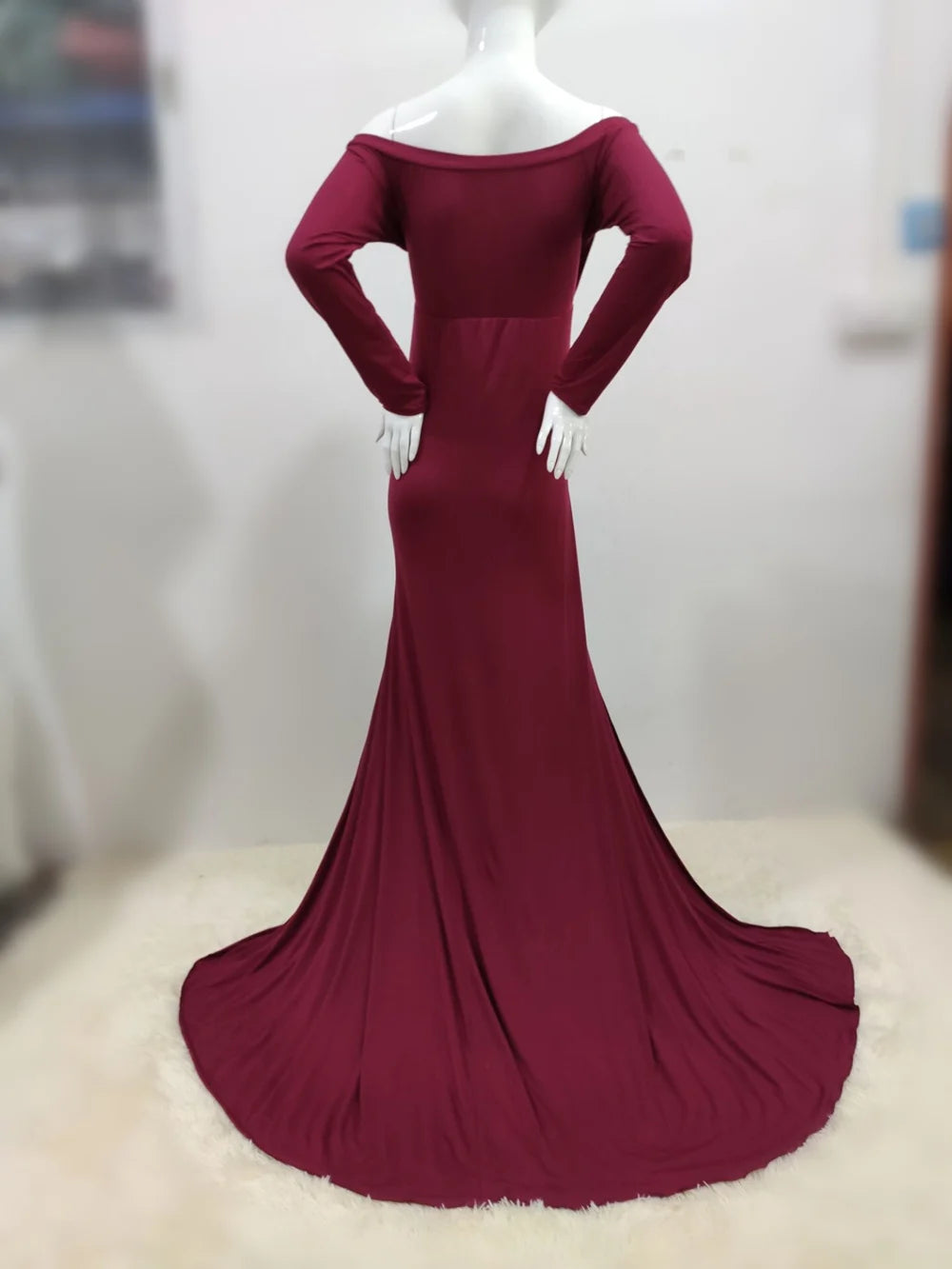 Sexy Shoulderless Maternity Dresses For Photoshoot Maxi Gown Baby Shower Women Pregnant Photography Clothes Long Pregnancy Dress