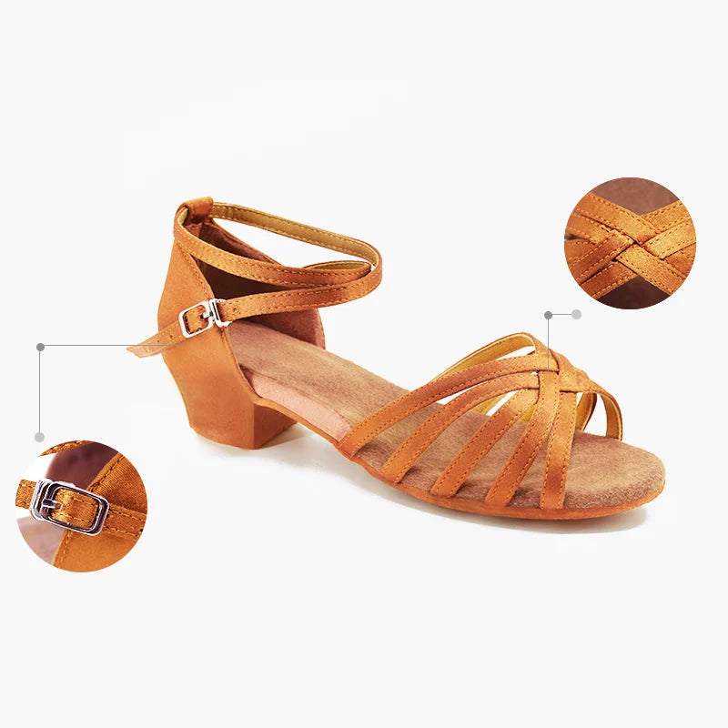 Latin Shoes for Girls Women Low Heel Latino Salsa Modern Ballroom Shoes Tango Salsa Rumba Latin Dance Shoes