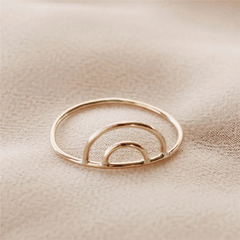 Rainbow Ring14K gold filled Knuckle Ring Boho Gold Jewelry Anillos Mujer Minimalistic Stacking Bohemian Ring for Women