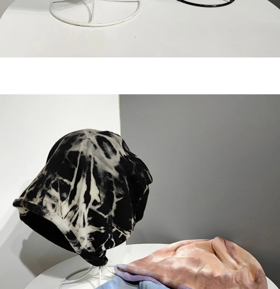 2021 Winter Hats for Women Beanies Tie-dyed cotton pullover cap Cool Hat Girls Autumn Female Beanie Warm Bonnet Cap Wholesale