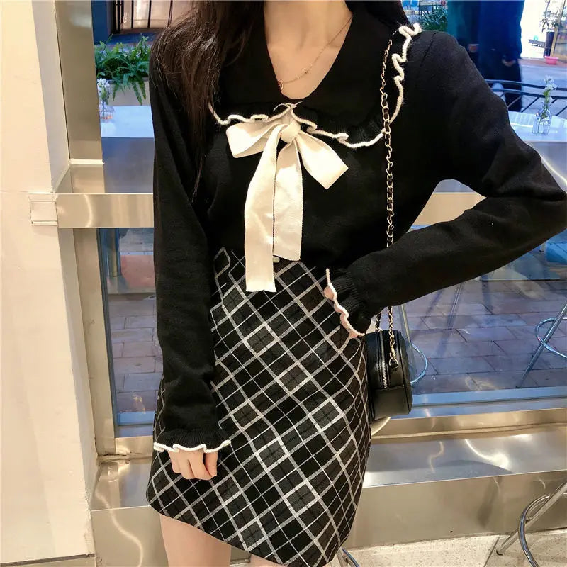 Woman Sweaters Femme Chandails Women's Doll Collar Knitted Top Sweater Autumn and Winter Pull Hiver