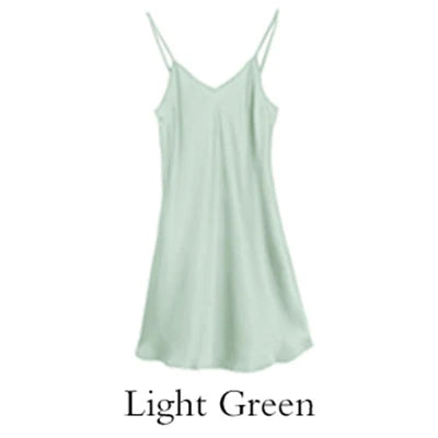 Sleeping dress 100% Real Silk Full slips nighties for women Long Camisole Chemise Bridesmaid mini dress V-Neck