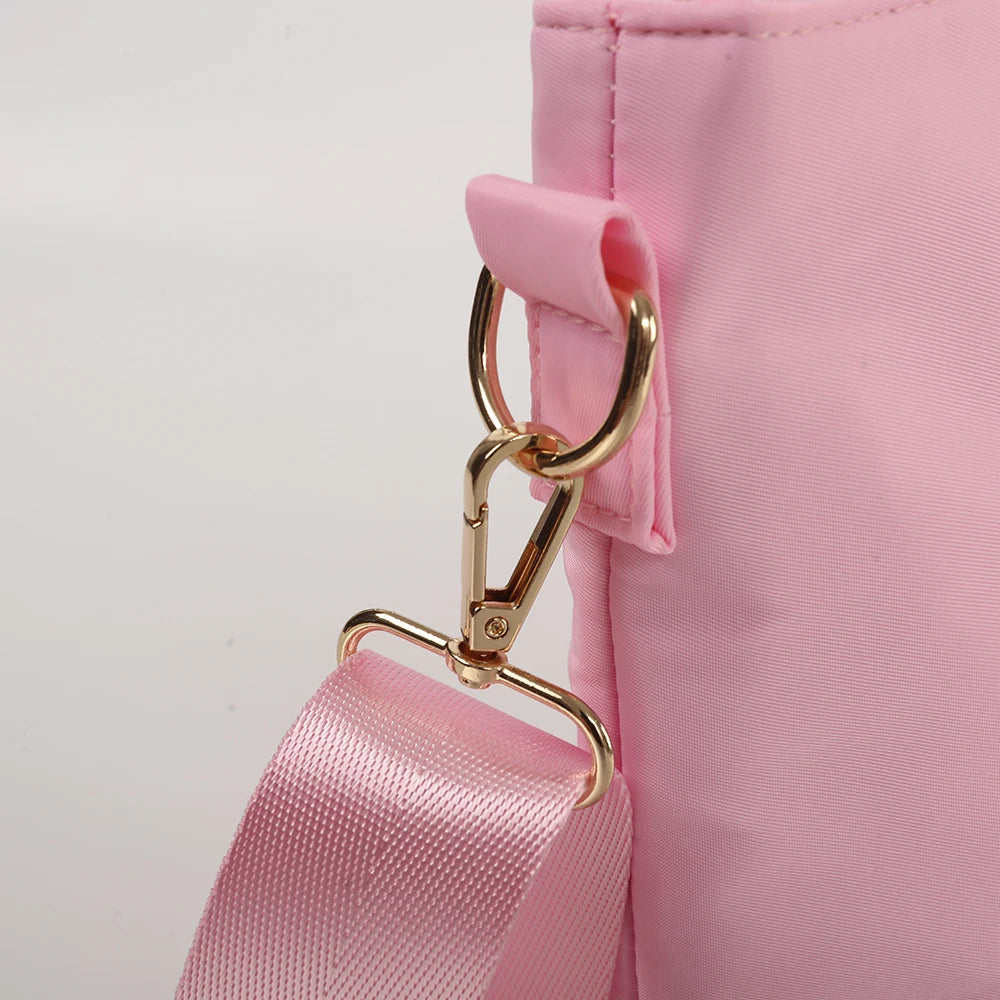 Us Local DIY Women's Large Handbag Weekend Lady Hand Bag Shopping Shoulder Portable Waterproof Nylon Pink Tote Bags Reusable