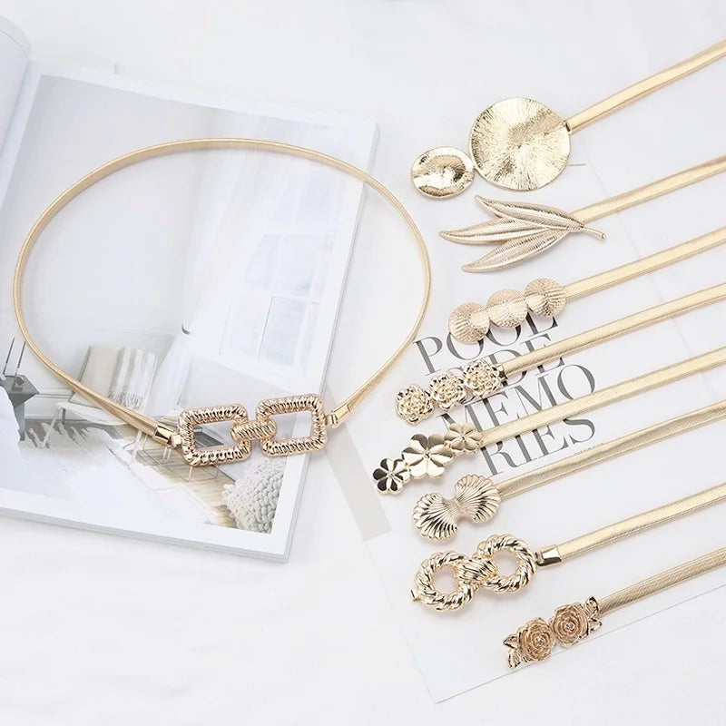 Belts for Women Designer Elastic Dress Elegant Girl Stretch Skinny Waist Belt Cummerbunds Metal Spring Female Belt Ceinture