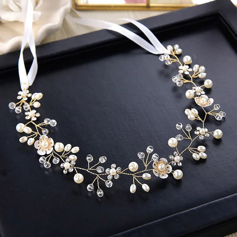 Headbands Bride Headpiece Tiaras Fashion Hair Jewelry Crystal Pearl Flower Bridal Wedding Hair Accessories For Women