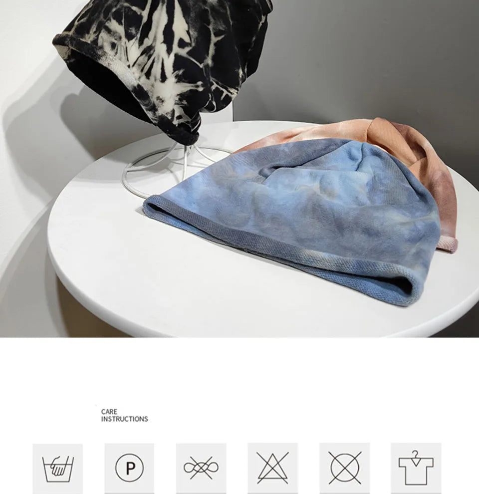 2021 Winter Hats for Women Beanies Tie-dyed cotton pullover cap Cool Hat Girls Autumn Female Beanie Warm Bonnet Cap Wholesale