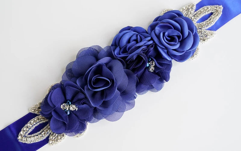 Hot sale wedding belt silk rose belt bridal pearl rhinestone flower belt bridal dress beaded handmade rose wedding belt