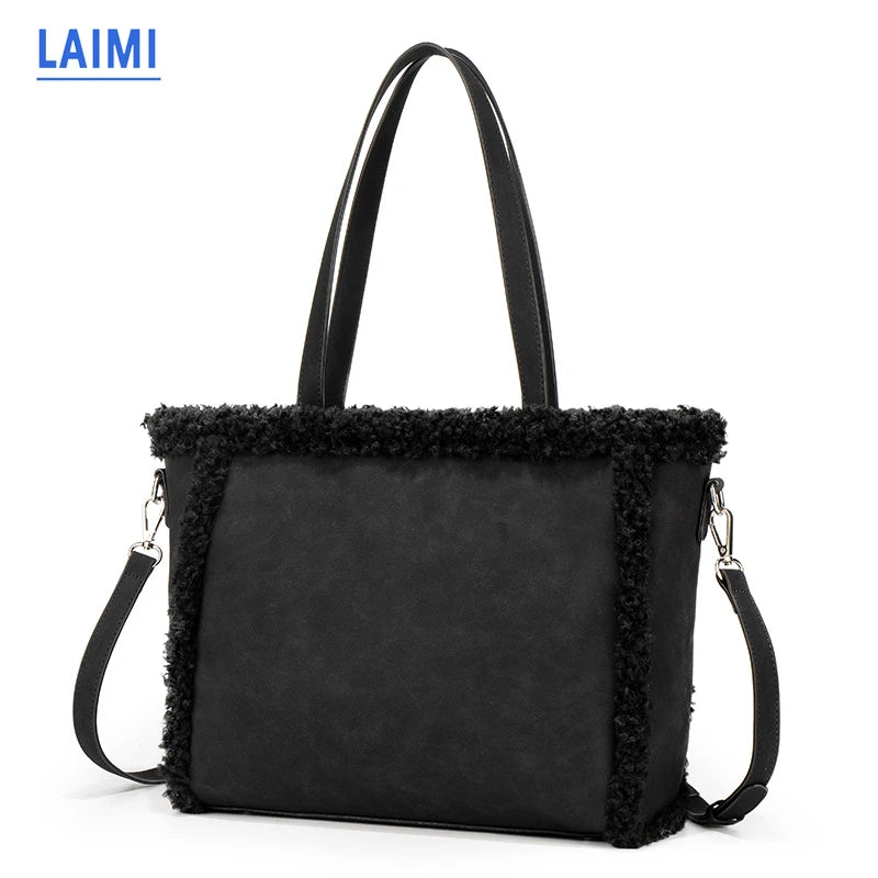 Wholesale Custom logo Winter Bag 2025 Handbags Women Tote Bag Leather Ladies Hand Bags with Plush