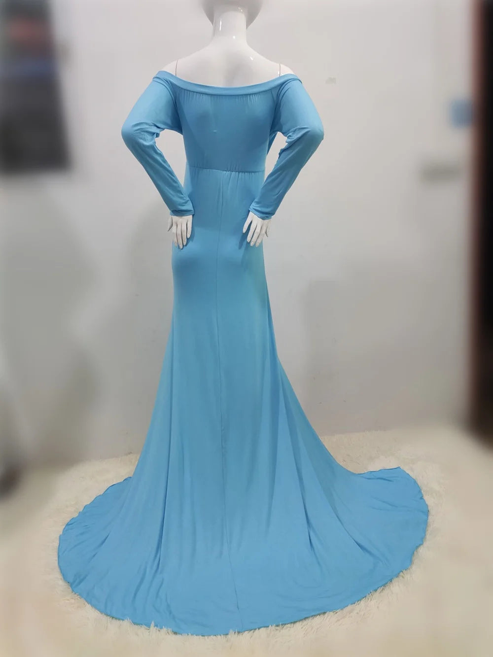 Sexy Shoulderless Maternity Dresses For Photoshoot Maxi Gown Baby Shower Women Pregnant Photography Clothes Long Pregnancy Dress