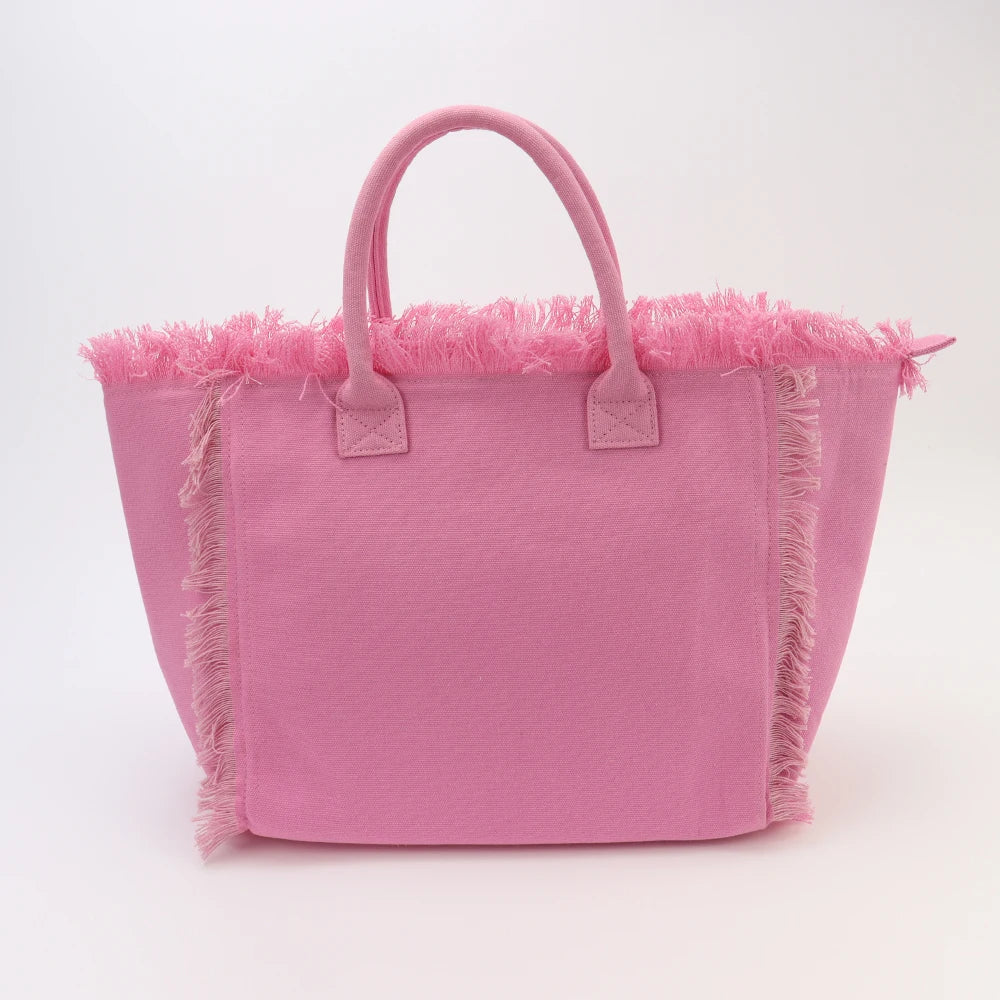 USA Warehouse Free Shipping Tassels Tote Bag Large Capacity Multi Colors Canvas Travel Beach Handbags for Women and Girls