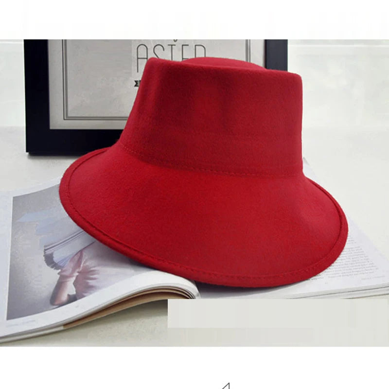 Elegant Women Felt Hat Ladies Winter Hats Wide Brim Fedora Special Tilt Asymmetrical Brim Wedding Church Party Hat Millinery Hat