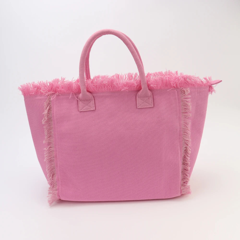 USA Warehouse Free Shipping Tassels Tote Bag Large Capacity Multi Colors Canvas Travel Beach Handbags for Women and Girls