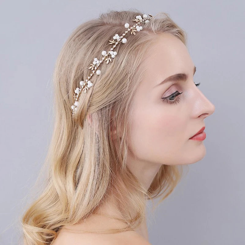 Headbands Bride Headpiece Tiaras Fashion Hair Jewelry Crystal Pearl Flower Bridal Wedding Hair Accessories For Women