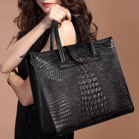 Two Sizes alligator Pattern Handbags Ladies New Trend Luxury Bags Shoulder Real Leather crocodile Handbag Fashion Womens Handbag