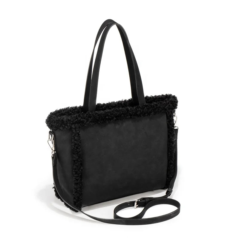 Wholesale Custom logo Winter Bag 2025 Handbags Women Tote Bag Leather Ladies Hand Bags with Plush