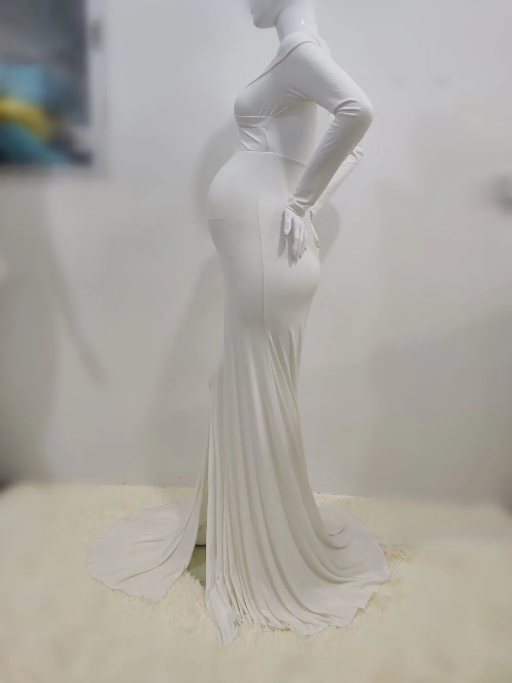 Sexy Shoulderless Maternity Dresses For Photoshoot Maxi Gown Baby Shower Women Pregnant Photography Clothes Long Pregnancy Dress