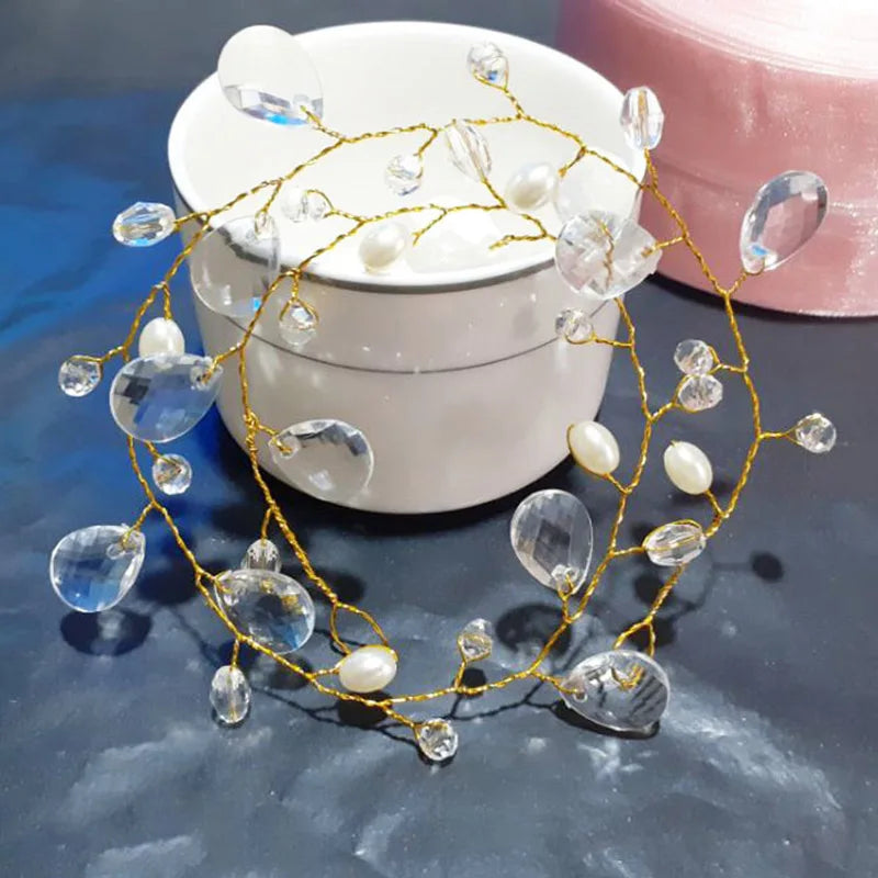 Headbands Bride Headpiece Tiaras Fashion Hair Jewelry Crystal Pearl Flower Bridal Wedding Hair Accessories For Women