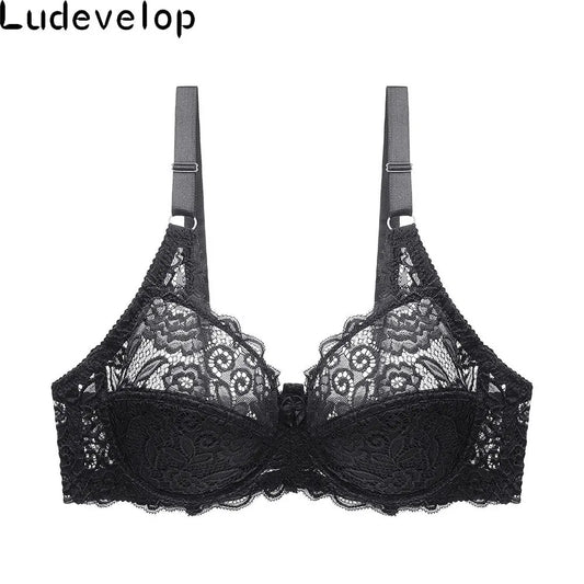Large Size Bra For Women Underwire Perspective Push up Bras Sexy Women Underwear Embroidery Lingerie Brassiere BH Top B C