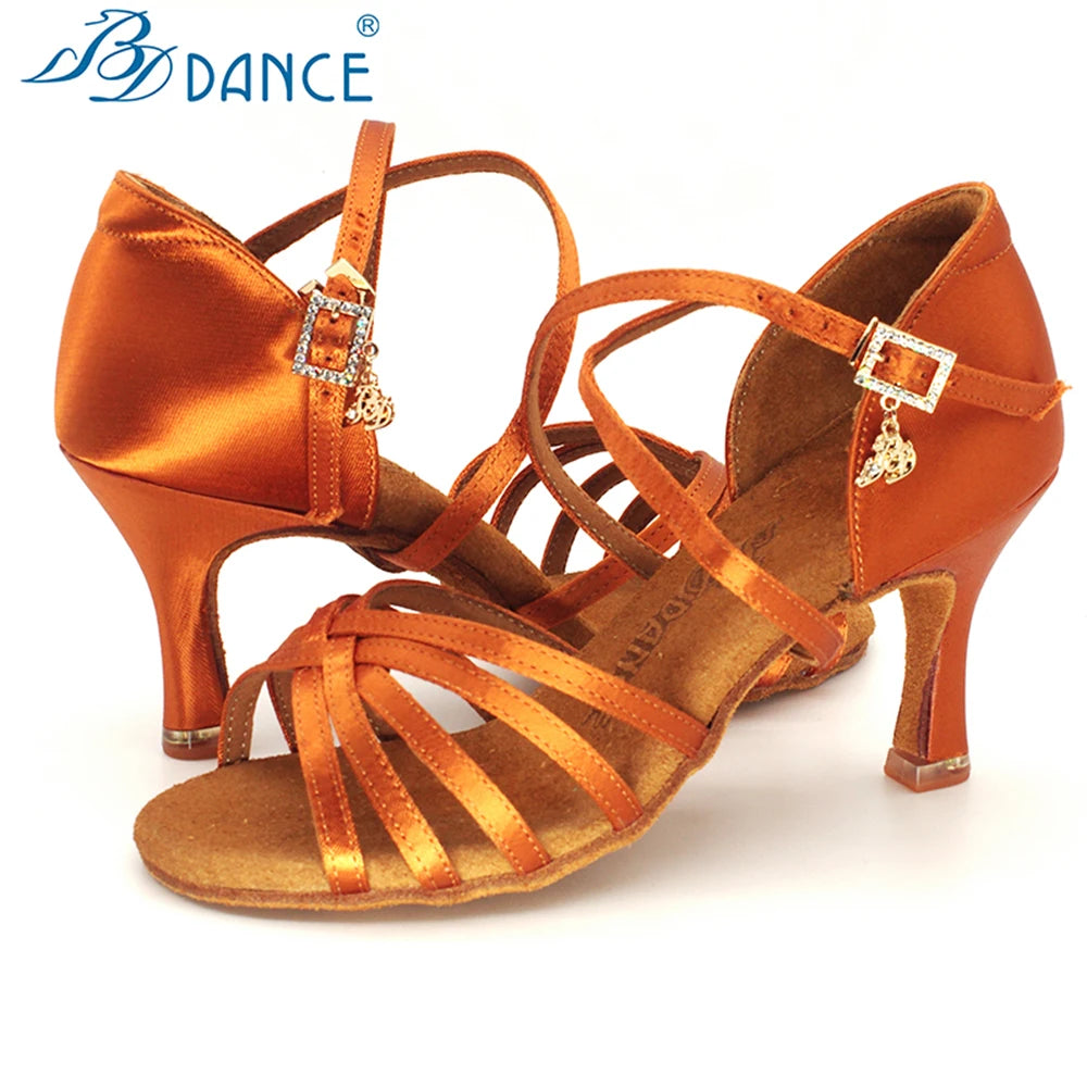 BD Latin Dance Shoes Authentic Female Soft-Soled Dancing Professional National Standard BDSALSA 216 Ballroom FREE BAG BDDANCE