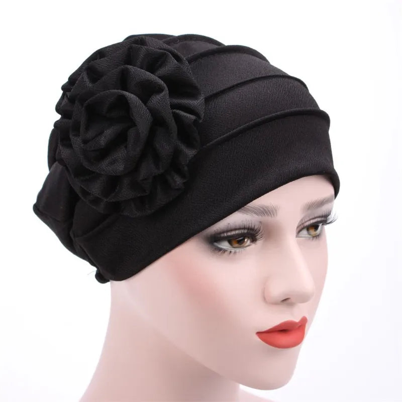 Women's Hats Spring Summer Floral Beanie Hat Muslim Stretch Turban Hat Cap Hair Loss Headwear Hijib Cap