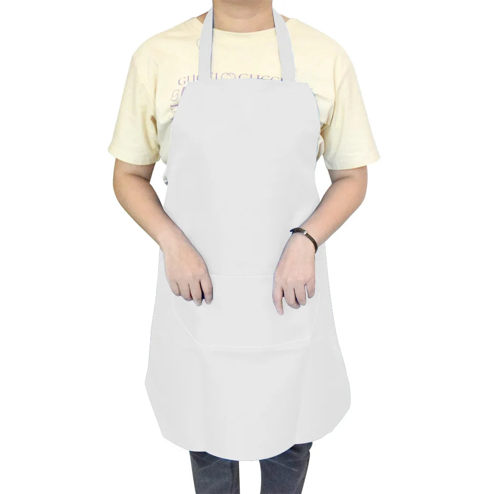 Kitchen Cooking Apron Women Men Solid Color Thicken Household Cleaning Sleeveless Cotton Polyester Apron Cotton Double Pocket