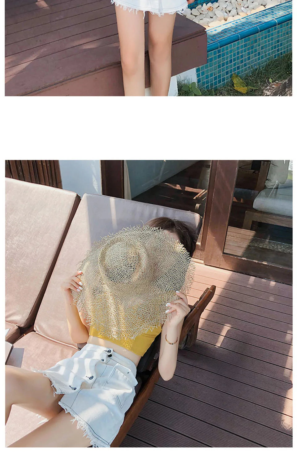 Summer hats for women Retro flat hat brim hand-made Hollow design raffia straw hat ladies outdoor sun protection beach straw hat