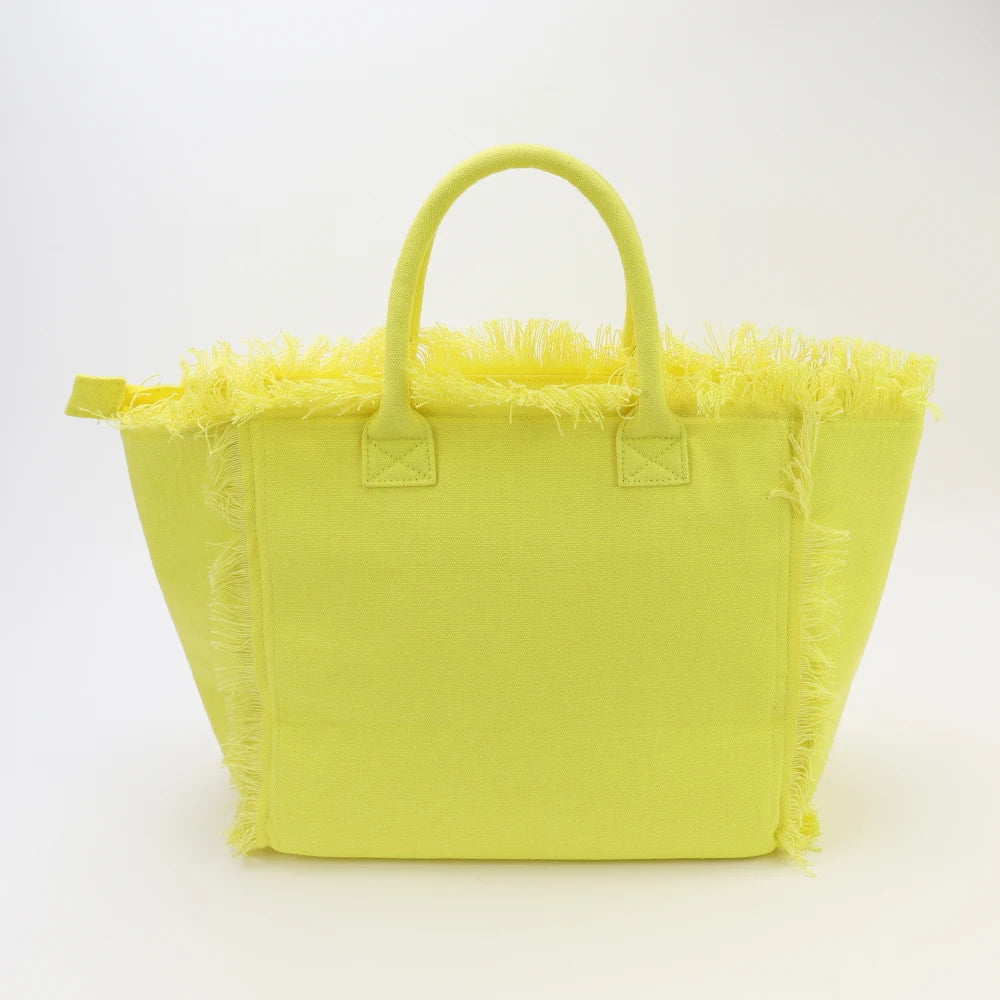 USA Warehouse Free Shipping Tassels Tote Bag Large Capacity Multi Colors Canvas Travel Beach Handbags for Women and Girls