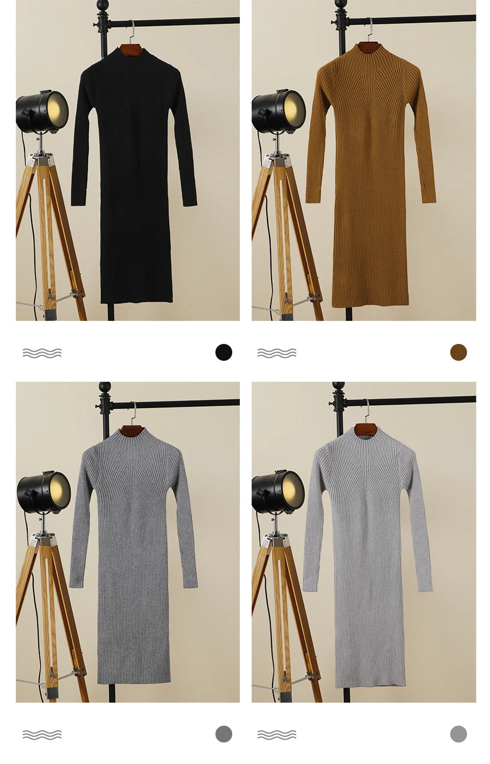 Sweater Dress Female 2025 Winter Knitted Basic Casual Women's Dresses Ladies Korean Fashion Clothes Clothing Robe Elegant Black