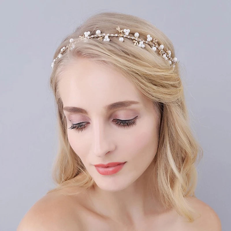 Headbands Bride Headpiece Tiaras Fashion Hair Jewelry Crystal Pearl Flower Bridal Wedding Hair Accessories For Women