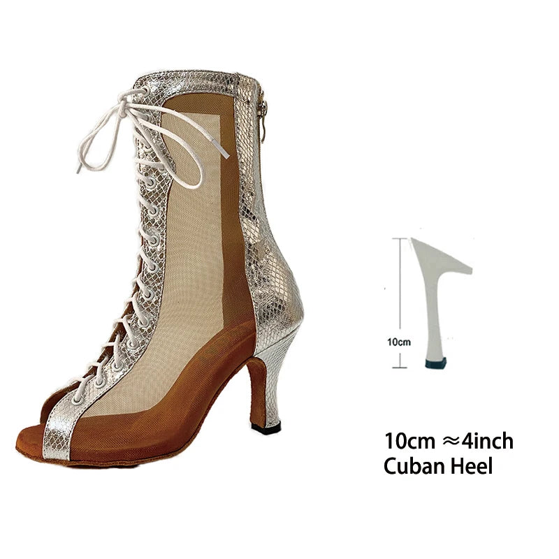 Bachata Dance Boot for Women High Quality thicker Insole Suede Outsole Latin Salsa Dance Shoes In High Heel 3inch