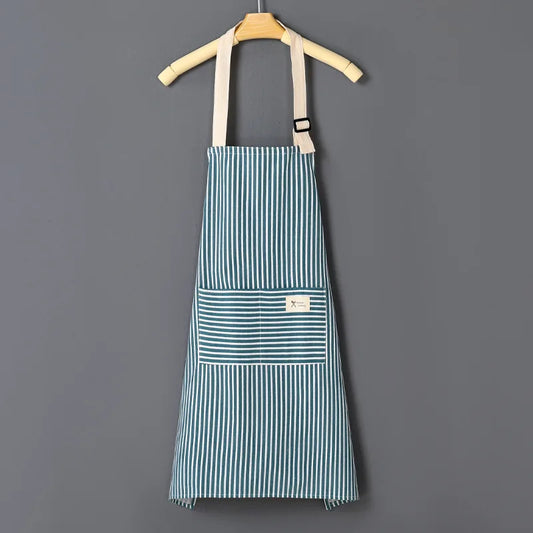 Kitchen Cooking Apron Cotton Linen Stripe Printed Anti-oil Sleeveless Aprons for Men Women Cooking Baking Waist Apron