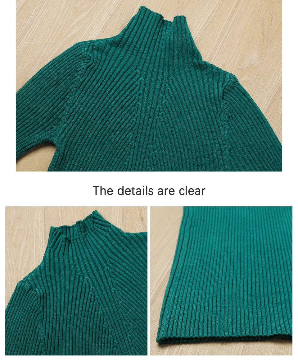 Sweater Dress Female 2025 Winter Knitted Basic Casual Women's Dresses Ladies Korean Fashion Clothes Clothing Robe Elegant Black