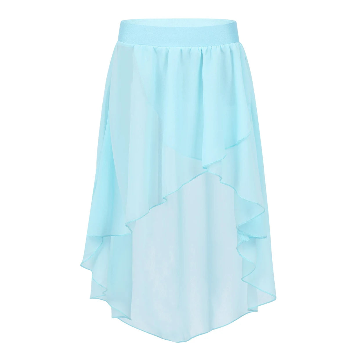 Girls Skirts High-Low Chiffon Skirt for Girl Elastic Waistband Ballet Modern Lyrical Dance Leotards Wrap Skirt Child Dancewear