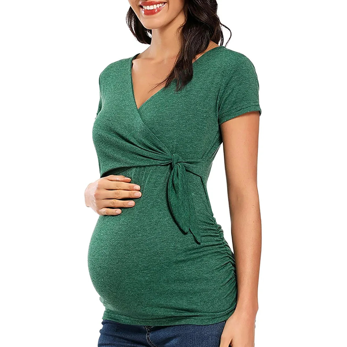 Maternity Wear T-shirt Shirt Maternity Wear Spring and Autumn Tops Breastfeeding V-neck Sexy Tops Pregnant Women Breastfeeding