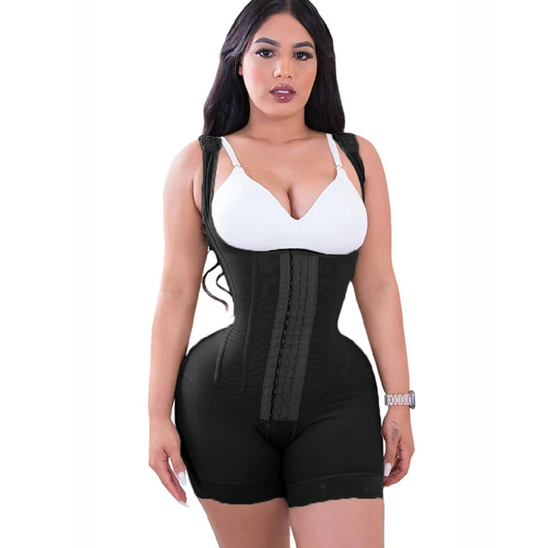Women's  A Comfy Shaping Jumpsuit Flatten Abdomen Waist and Hips Zip Front Closure Shapewear Firm Tummy Compression Butt Lifter