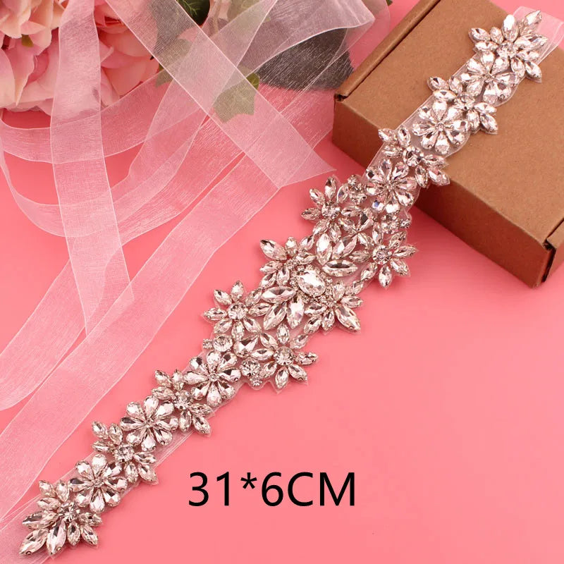 Crystal bridal belt with ribbons, handmade silver wedding belt, cookie patient belt for wedding evening dresses