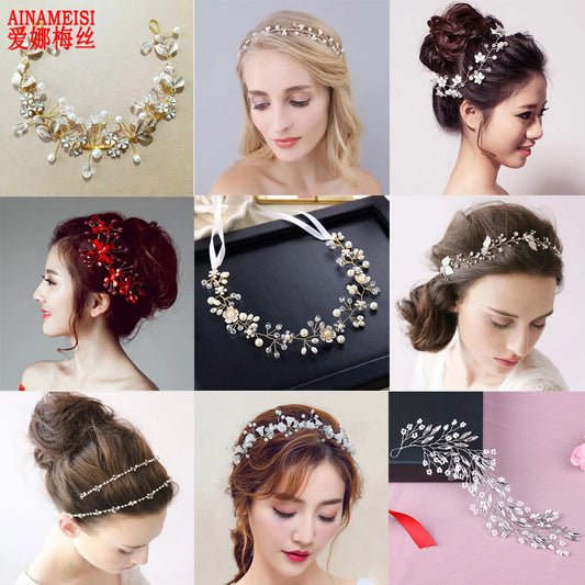 Headbands Bride Headpiece Tiaras Fashion Hair Jewelry Crystal Pearl Flower Bridal Wedding Hair Accessories For Women