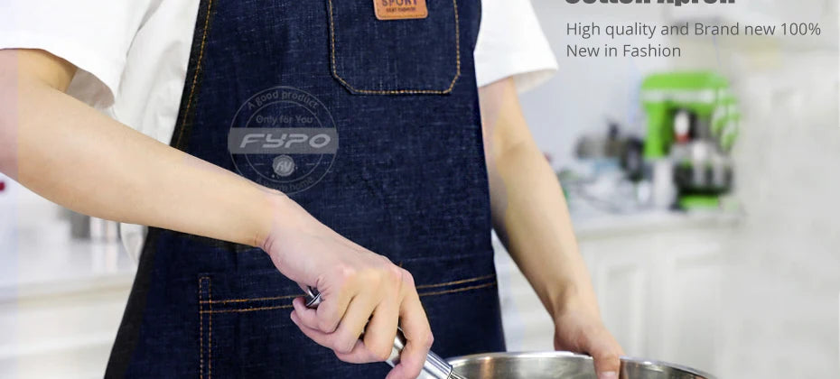 Unisex Simple Denim Apron Kitchen Accessory Sleeveless Apron Cooking Restaurant Barista Work Apron Durable Sanitary Baking Apron