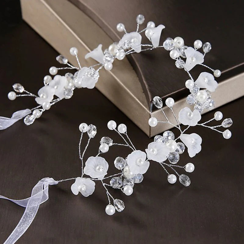 Headbands Bride Headpiece Tiaras Fashion Hair Jewelry Crystal Pearl Flower Bridal Wedding Hair Accessories For Women