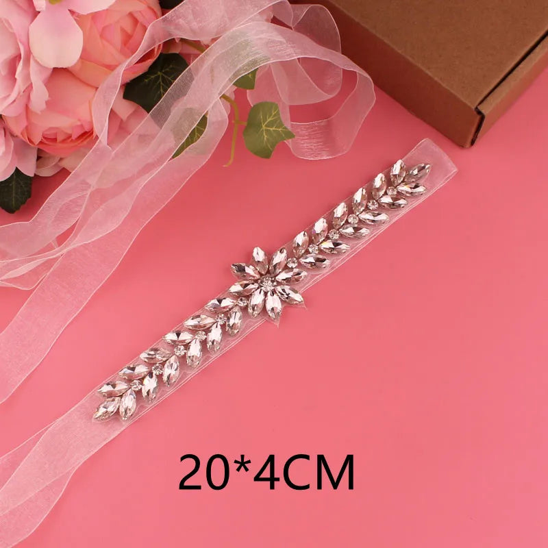 Crystal bridal belt with ribbons, handmade silver wedding belt, cookie patient belt for wedding evening dresses