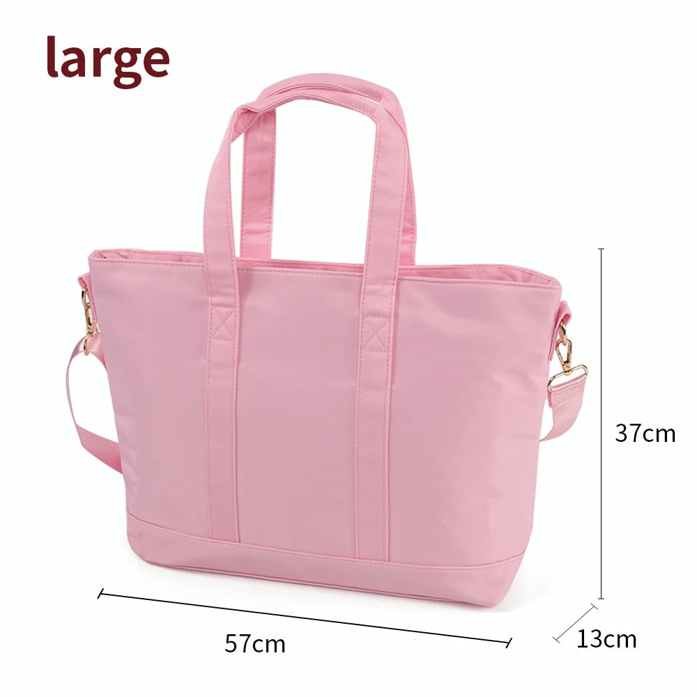 Us Local DIY Women's Large Handbag Weekend Lady Hand Bag Shopping Shoulder Portable Waterproof Nylon Pink Tote Bags Reusable
