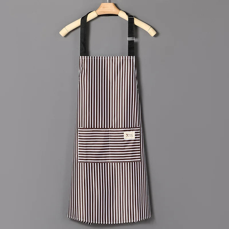 Kitchen Cooking Apron Cotton Linen Stripe Printed Anti-oil Sleeveless Aprons for Men Women Cooking Baking Waist Apron